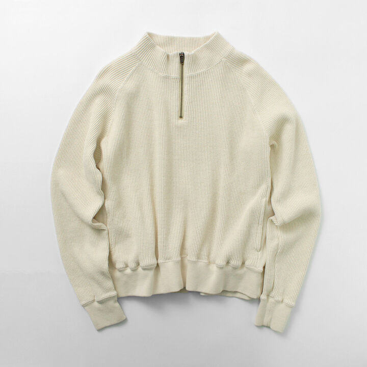 Open-Ended Waffle Half-Zip Pullover