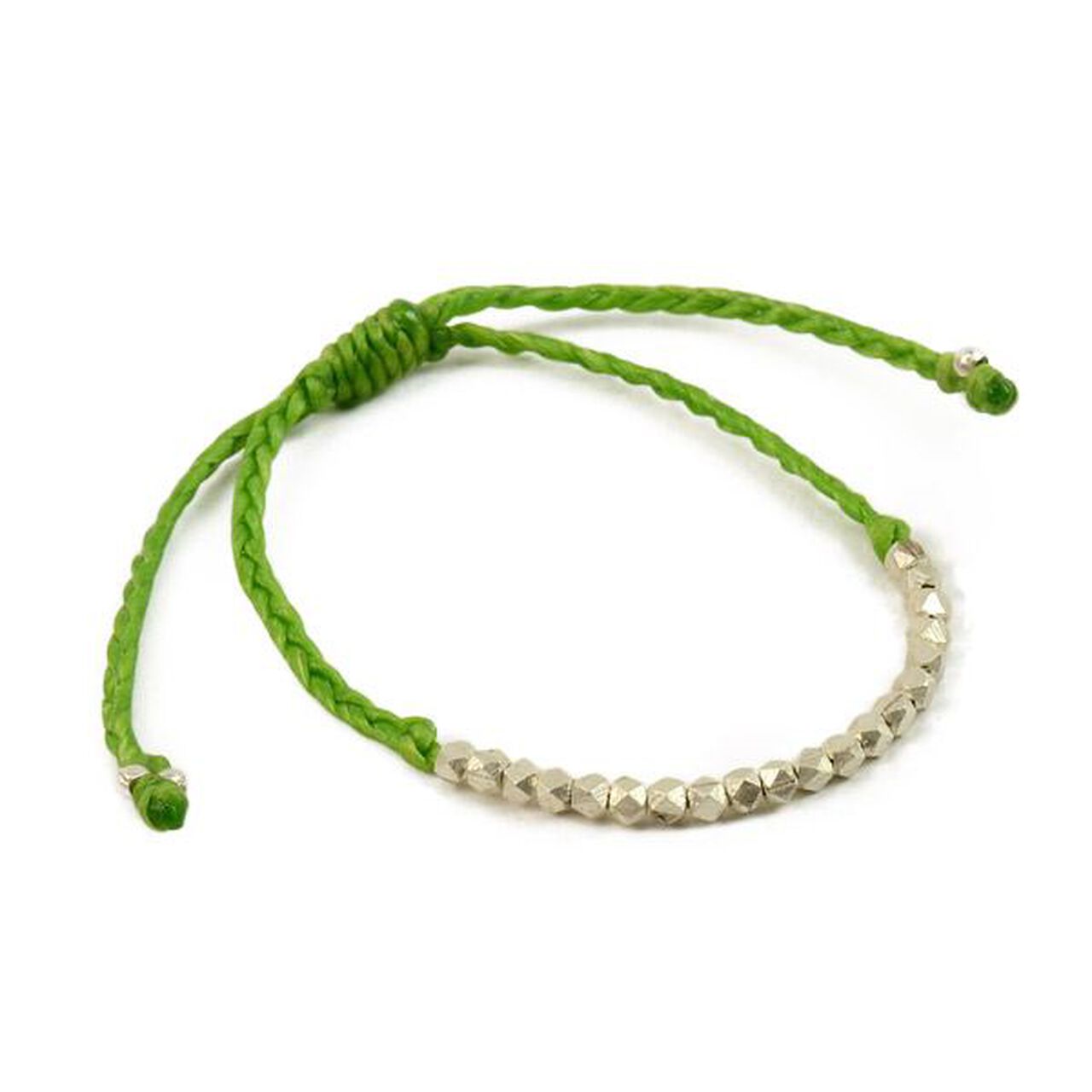 Karen Silver Beaded Wax Cord Bracelet,Green, large image number 0
