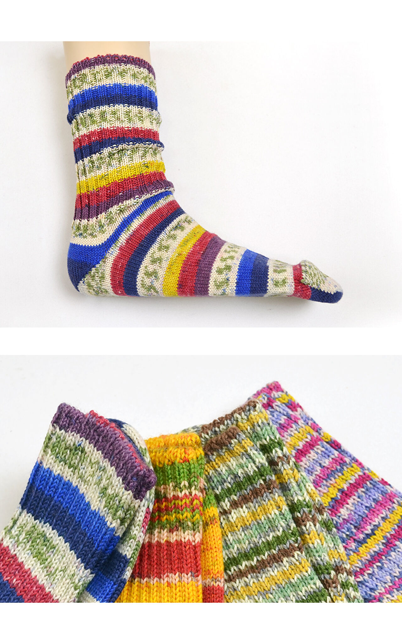 Fair Isle Wool Socks,, large image number 5