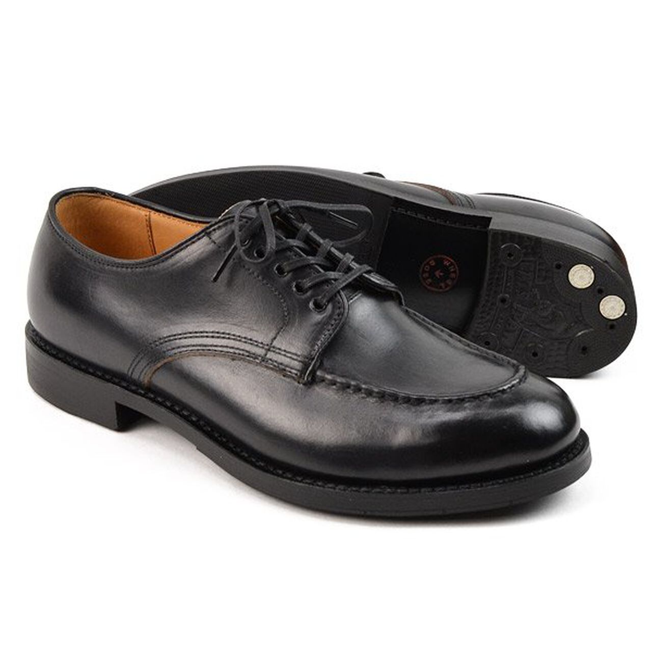 15078 Heavy Stitching Moc Toe Leather Shoes,Black, large image number 0