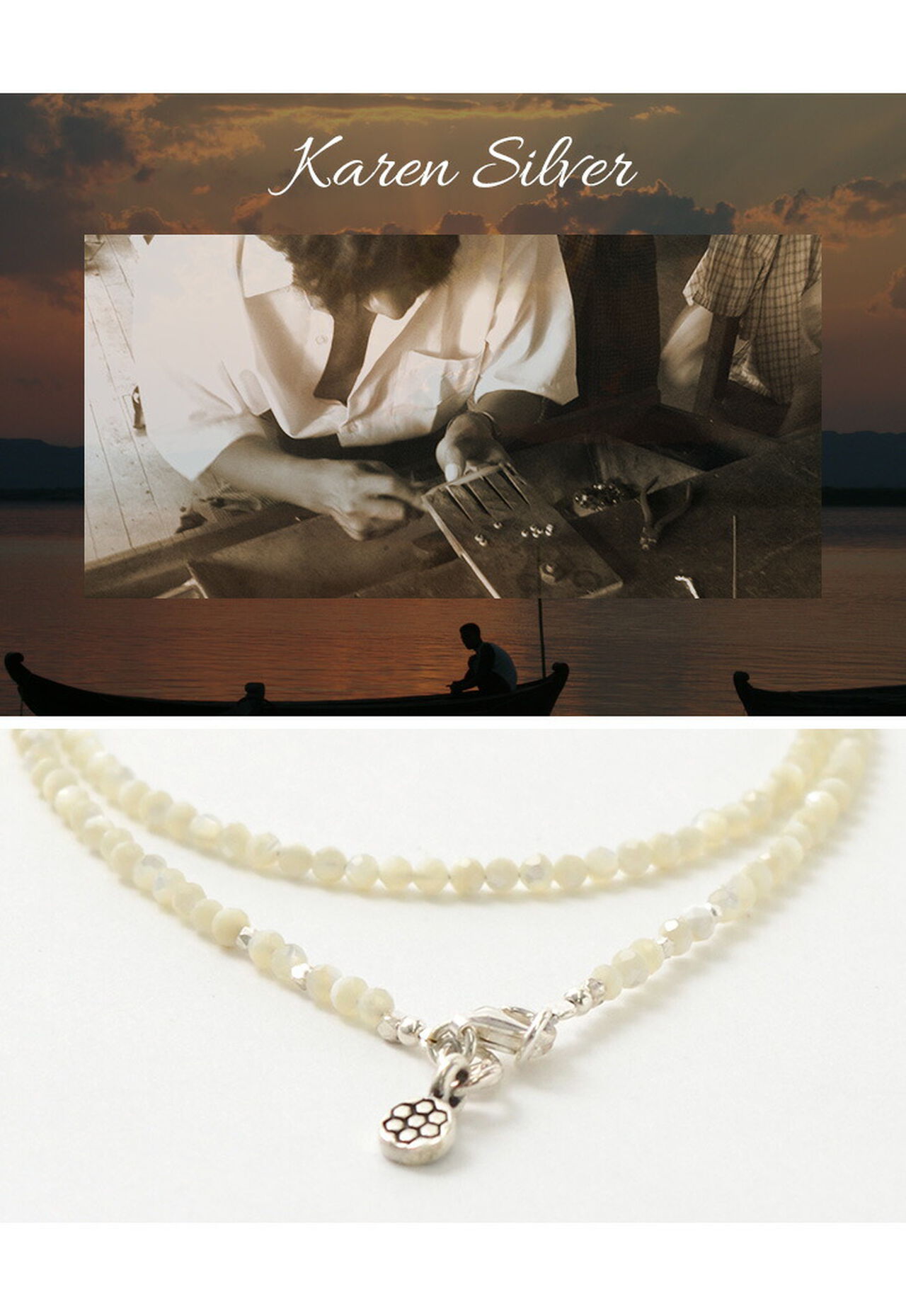 Mother of Shell 2mm Cut Beads Necklace/Anklet,, large image number 4