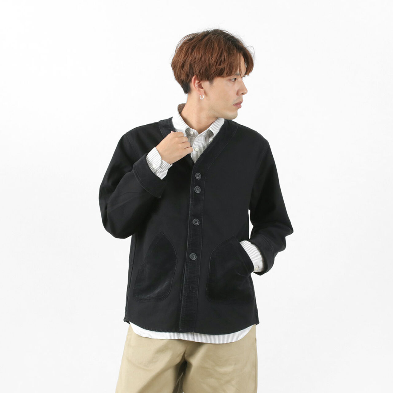 Katsuragi baseball cardigan,Black, large image number 0