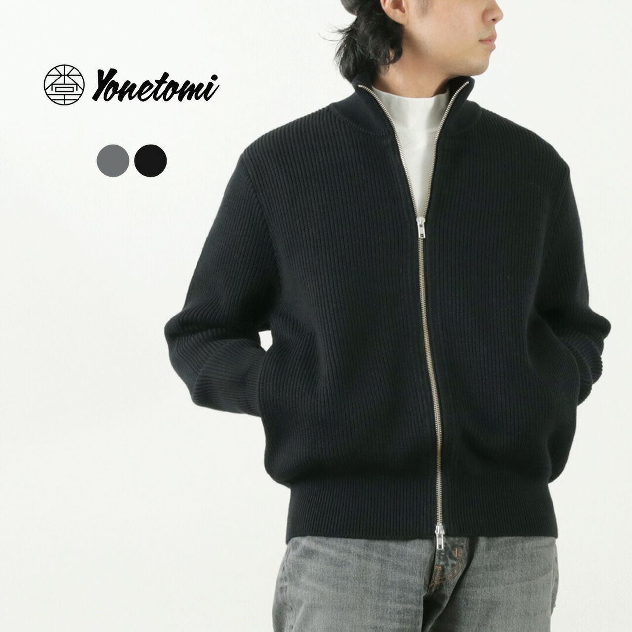 Extra Fine Wool Ribbed Knit Blouson,, large image number 1