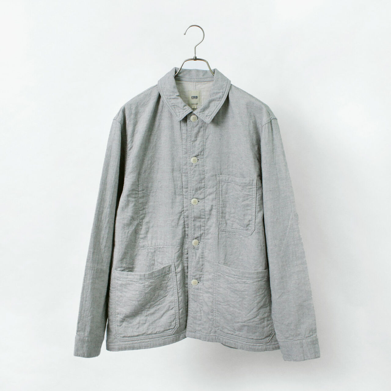 F2426 cotton linen double weave chambray jacket,, large image number 3