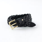 Special Order Mesh Leather Belt 35mm width 4mm thick,Black, swatch