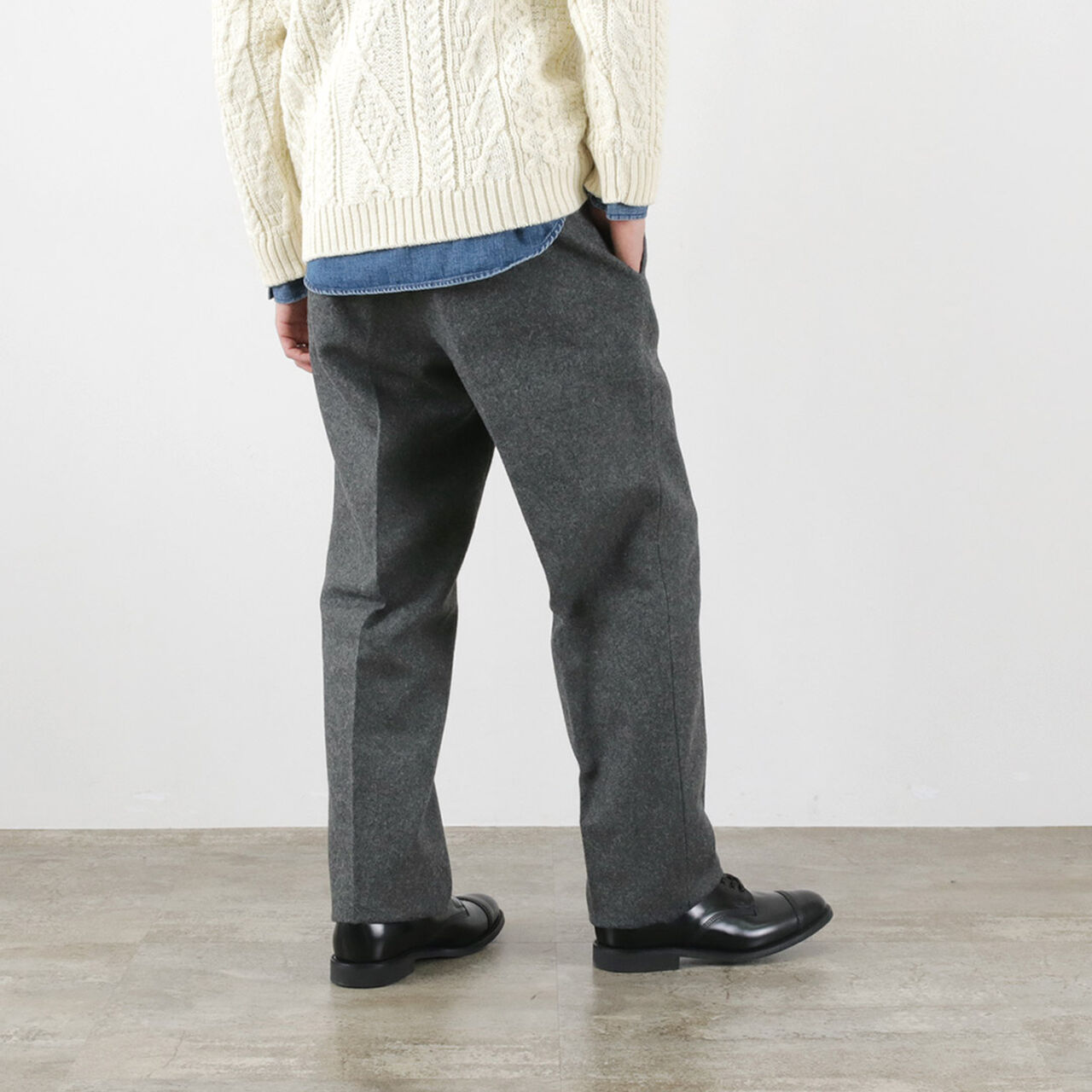 Wool Melton Tapered Trousers,, large image number 11