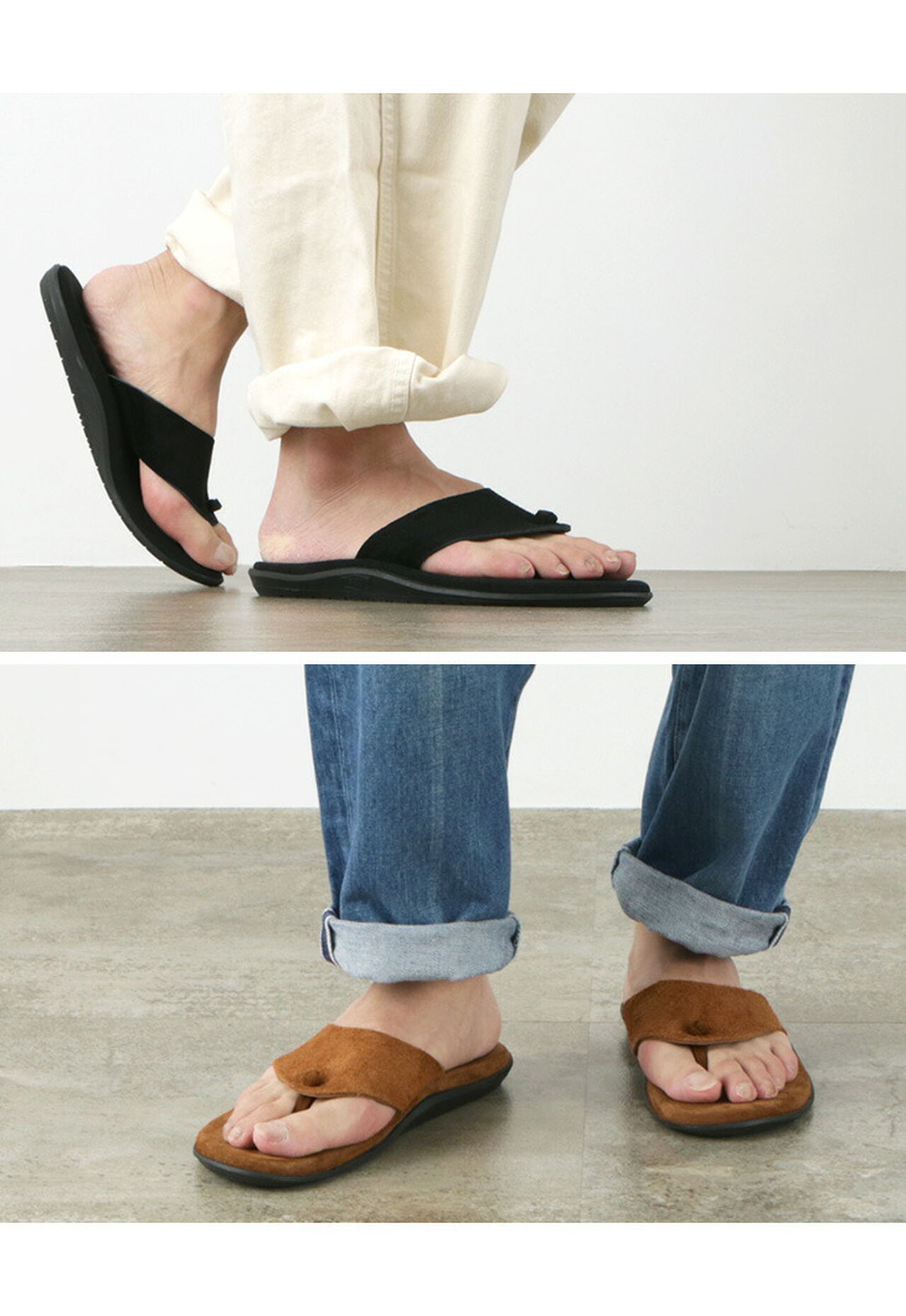 Wide strap thong leather sandal,, large image number 4