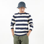 HDCS Boatneck Striped Basque Shirt,Wide_Natural_Navy, swatch