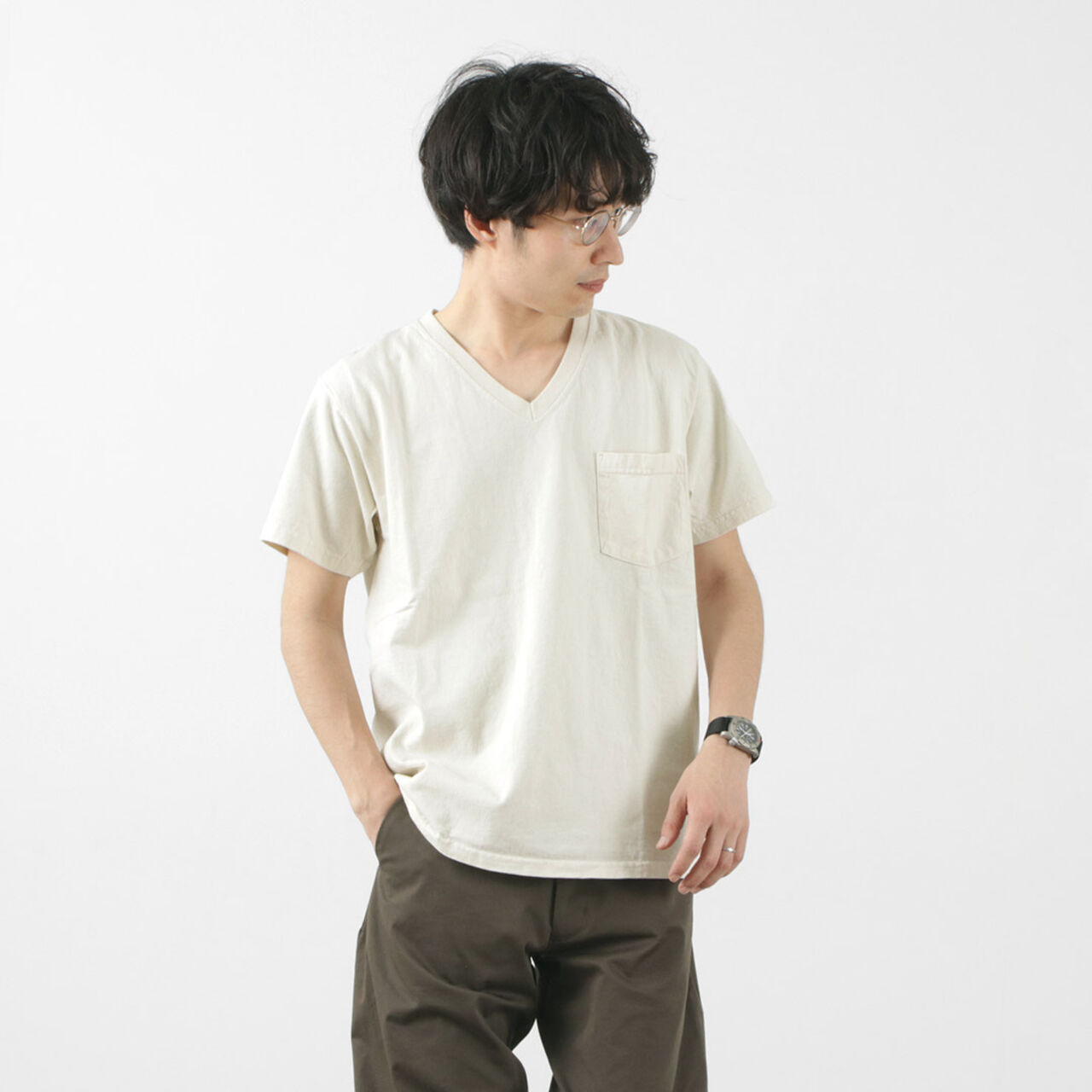 Colour coded short sleeve V-neck pocket T-shirt,, large image number 12