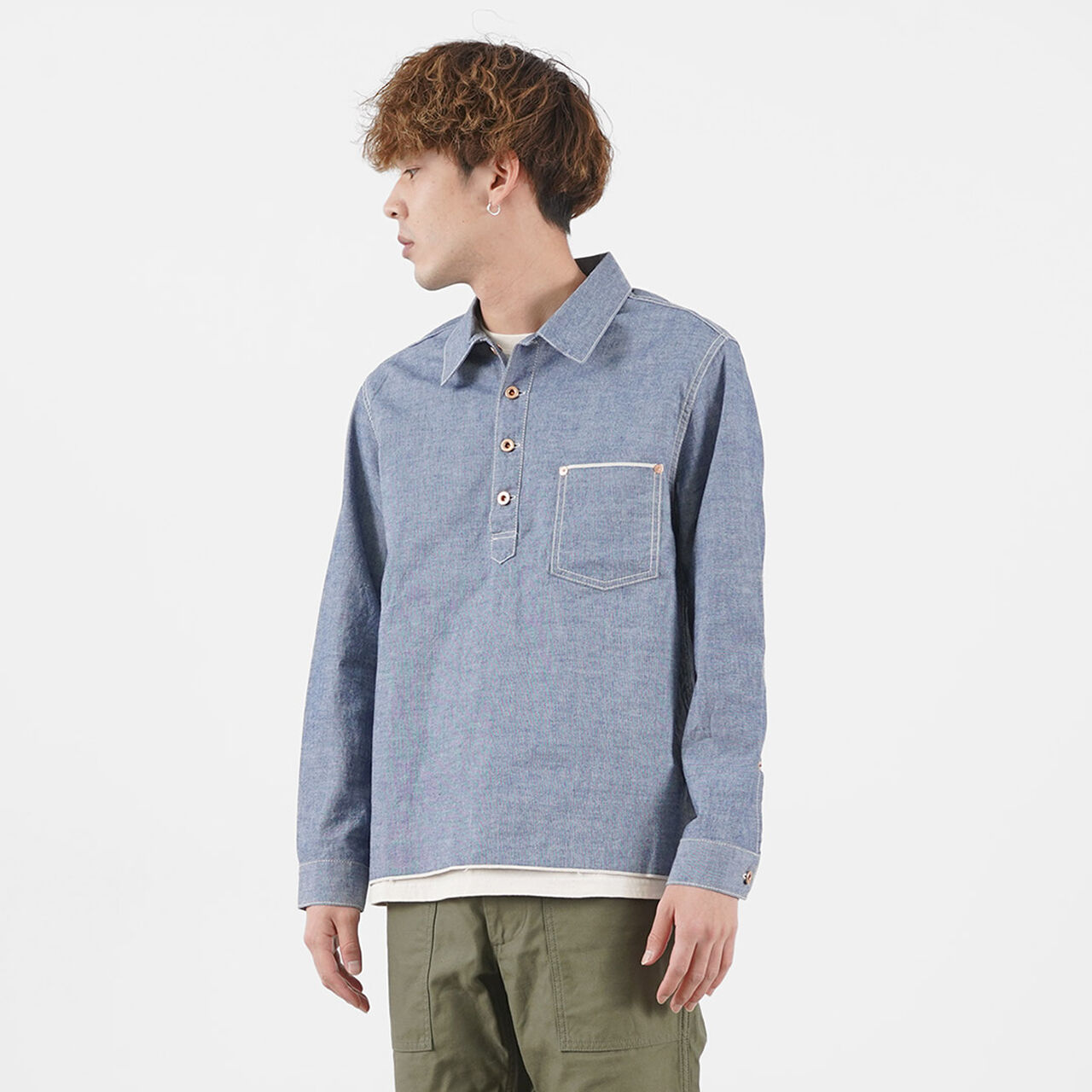 F3487 Chambray pullover shirt,, large image number 10