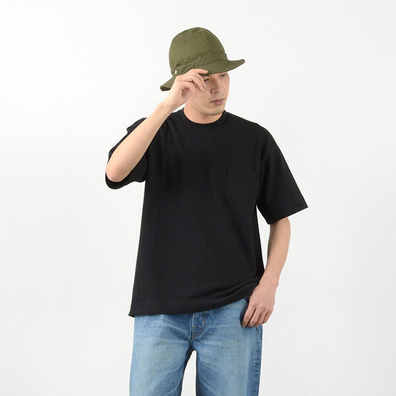 T/C Pique Big T-Shirt,Black, large image number 0