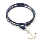 Anchor Leather Wrap Bracelet / Silver,Navy, swatch