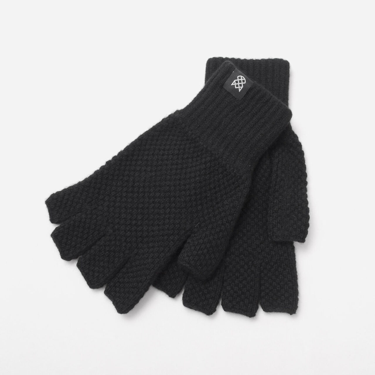 Special Order Tuck Stitch Half Finger Knit Glove,Black, large image number 0