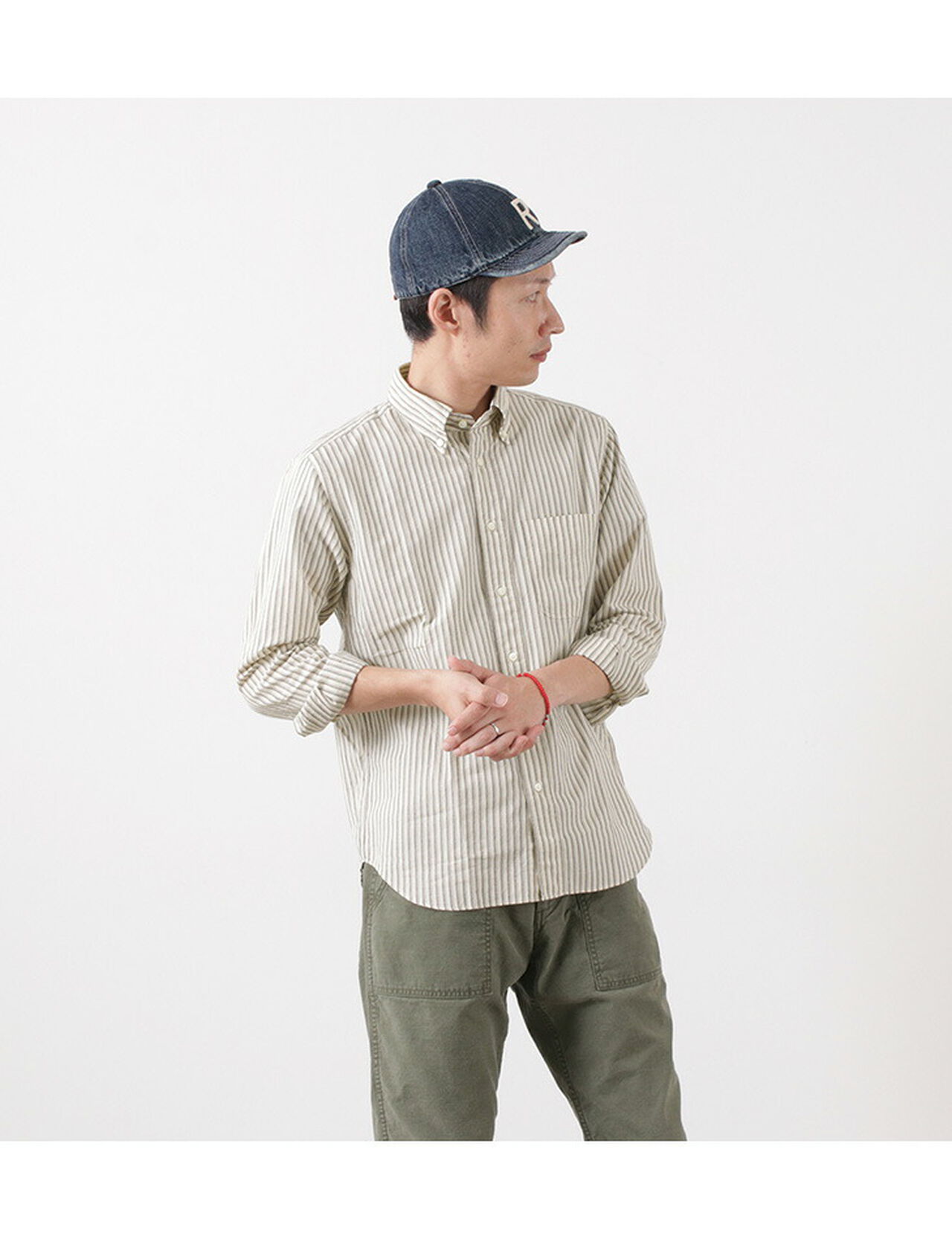 Cotton Linen Stripe Button Down Shirt,, large image number 2