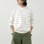 Wave Cotton Knit Pullover Striped,White_Bordeaux, swatch