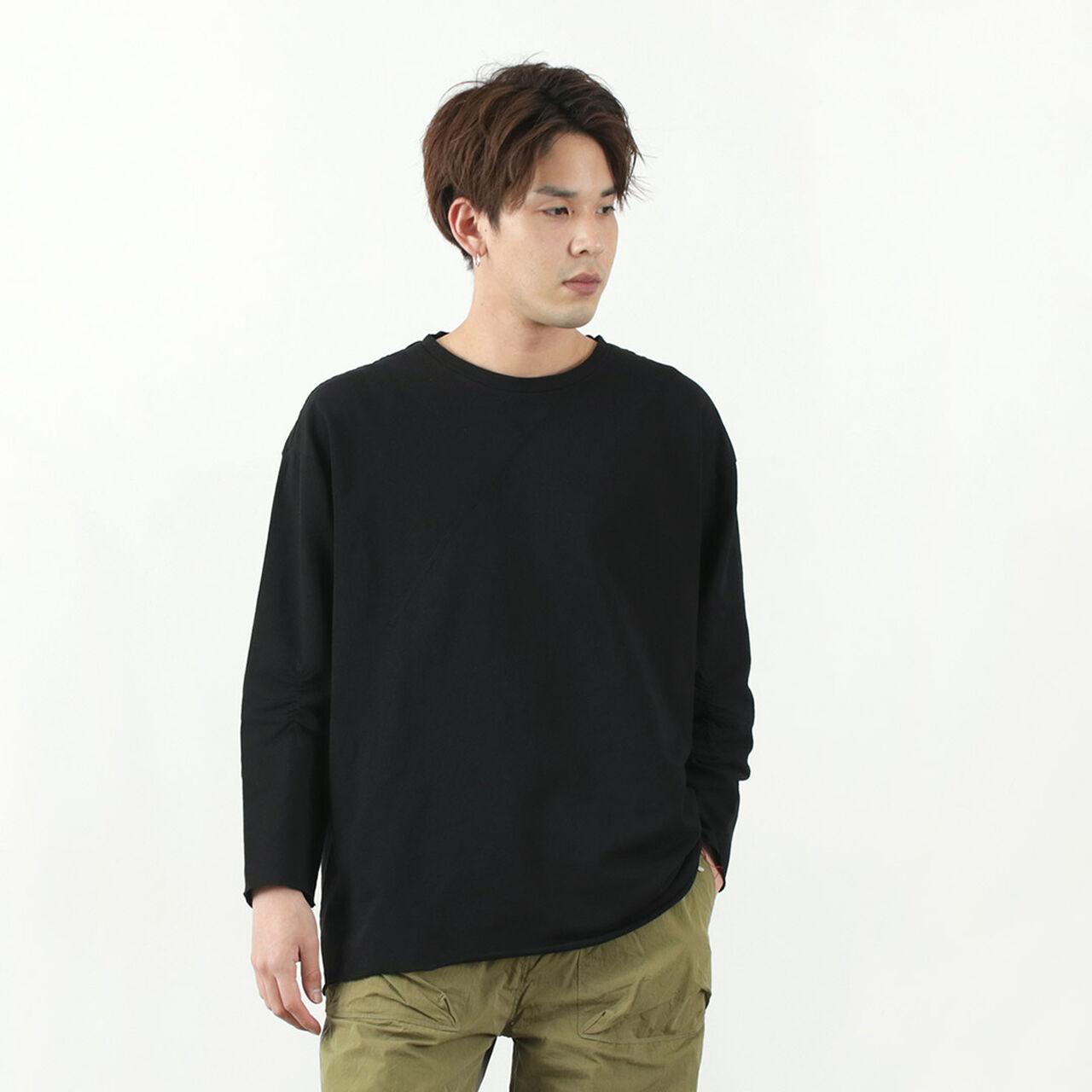 Inlay Long Sleeve T-shirt,Black, large image number 0