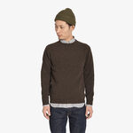 Lamb's Wool Crew Neck Knit Sweater,Brown, swatch