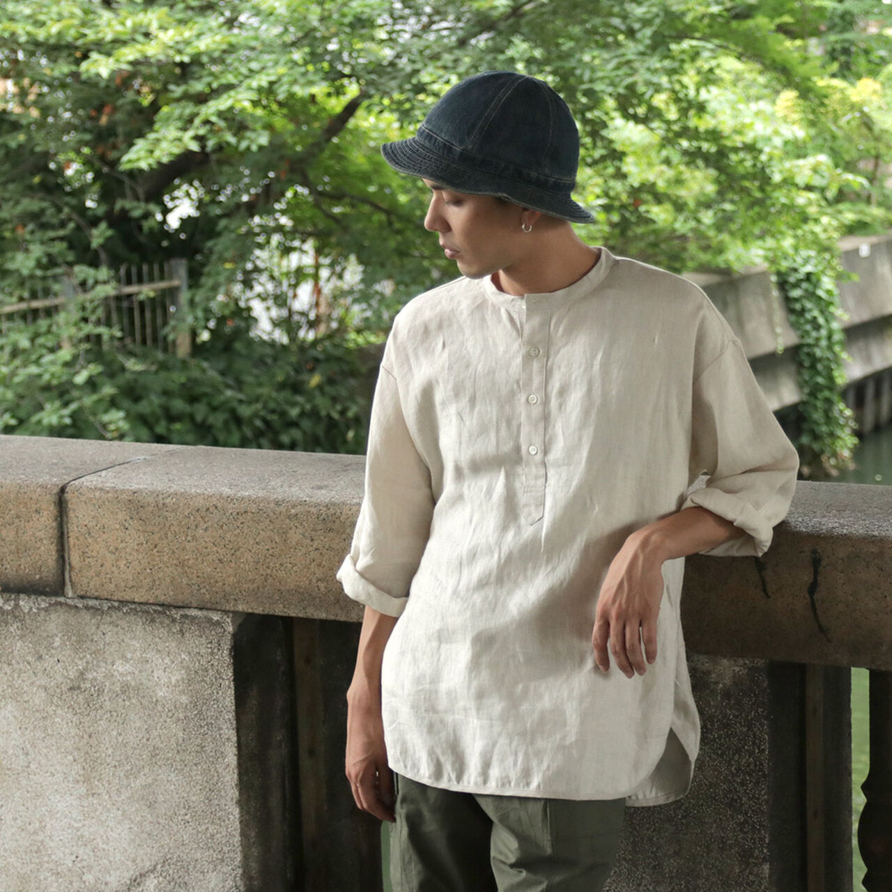 Linen cloth Henley Neck T-Shirt,, large image number 11