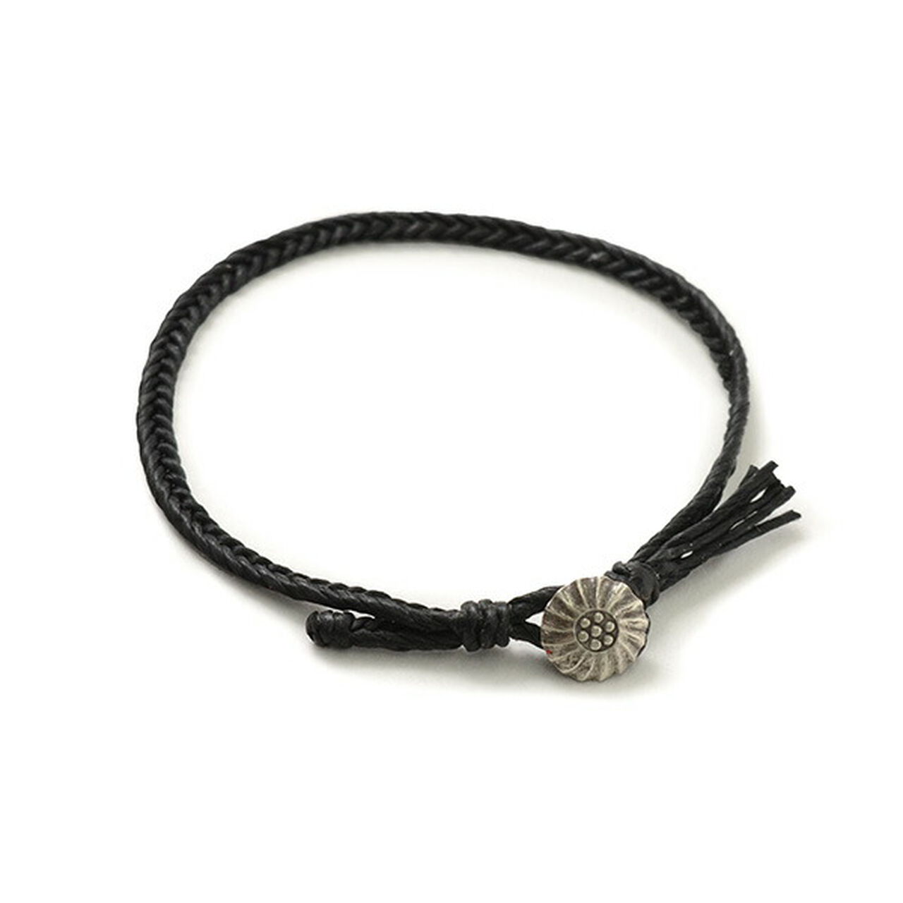 Wax Cord Concho Anklet Fishbone Braid,Black, large image number 0