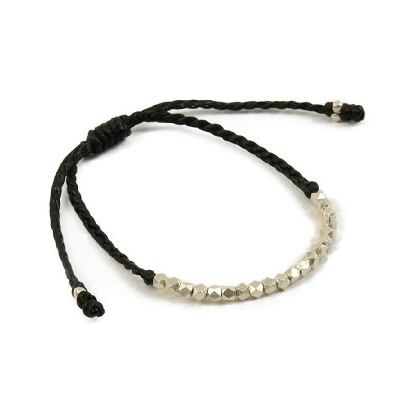 Karen Silver Beaded Wax Cord Bracelet,Black, large image number 0