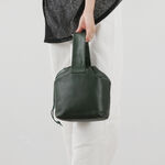 Drawstring Tote Cowhide Leather,Green, swatch
