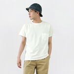 Special order LW processed crew neck pocket T-shirt,White, swatch