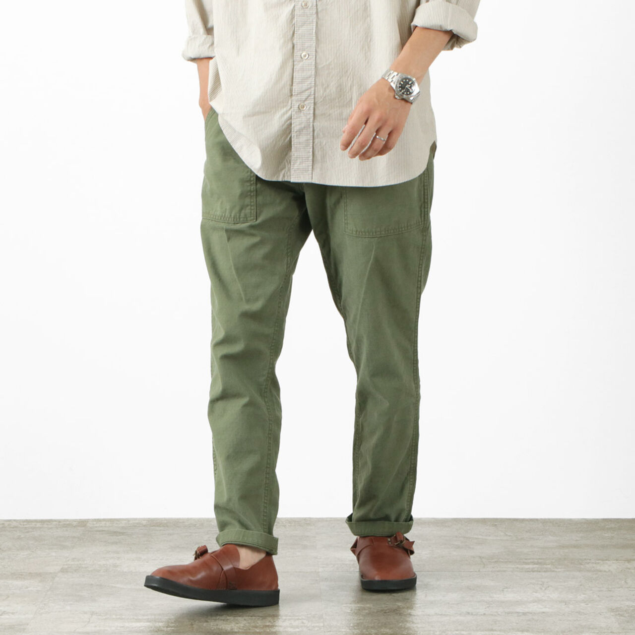 Special Order Baker Tapered Trousers,Olive, large image number 0