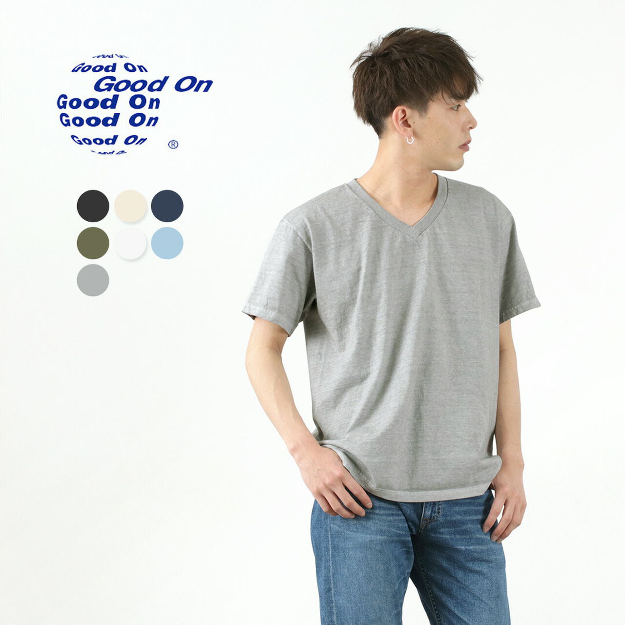 Colour-specific short sleeve V-neck T-shirt,, large image number 0