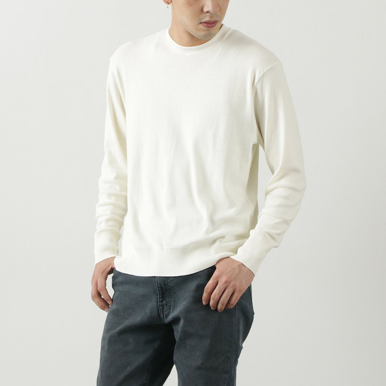 Lupo Crew Neck Relaxed Fit Knit Sewn,Panna, large image number 0