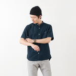 BR-7750R Ox S/S Band Collar Shirt,Navy, swatch