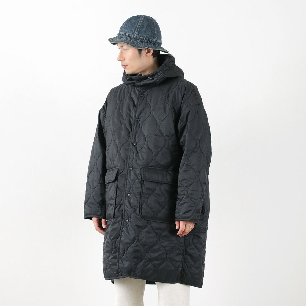 Nylon Rip Gourd Quilted Coat Hoodie,, large image number 10
