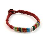 Multi Colored Braid Wax Cord Anklet,Red, swatch