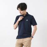 Round Collar Polo Shirt,Navy, swatch