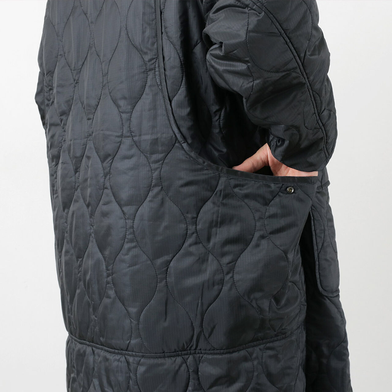 Nylon Rip Gourd Quilted Coat Hoodie,, large image number 10