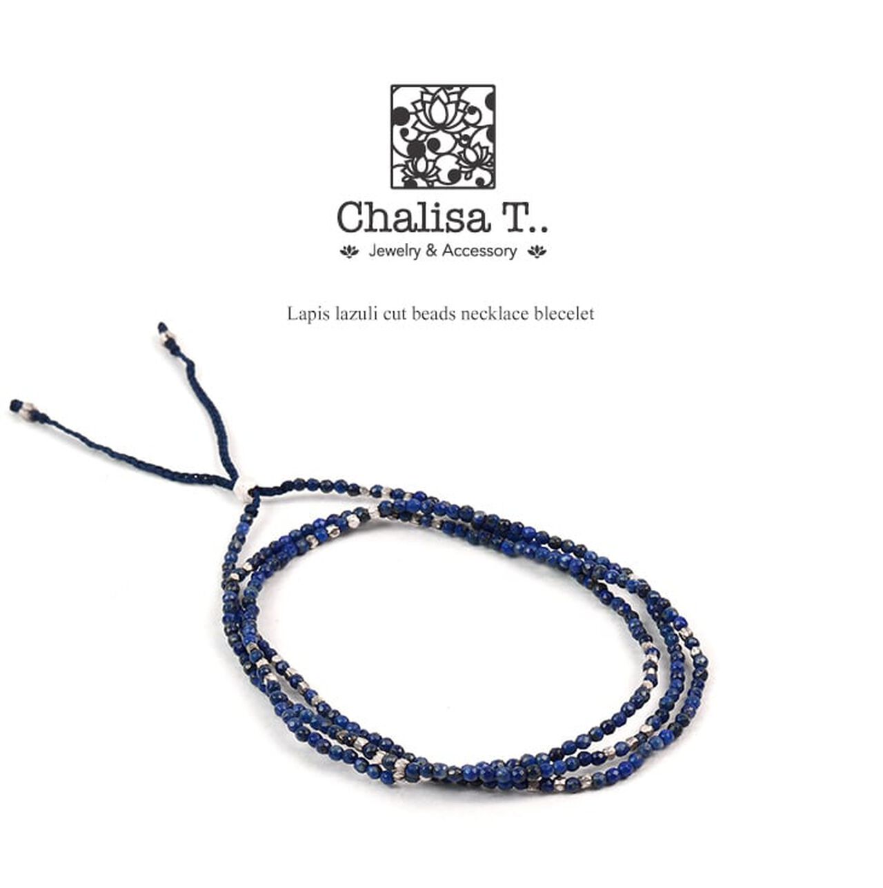Lapis lazuli 2mm cut beads 2 way accessory necklace / bracelet,, large image number 1