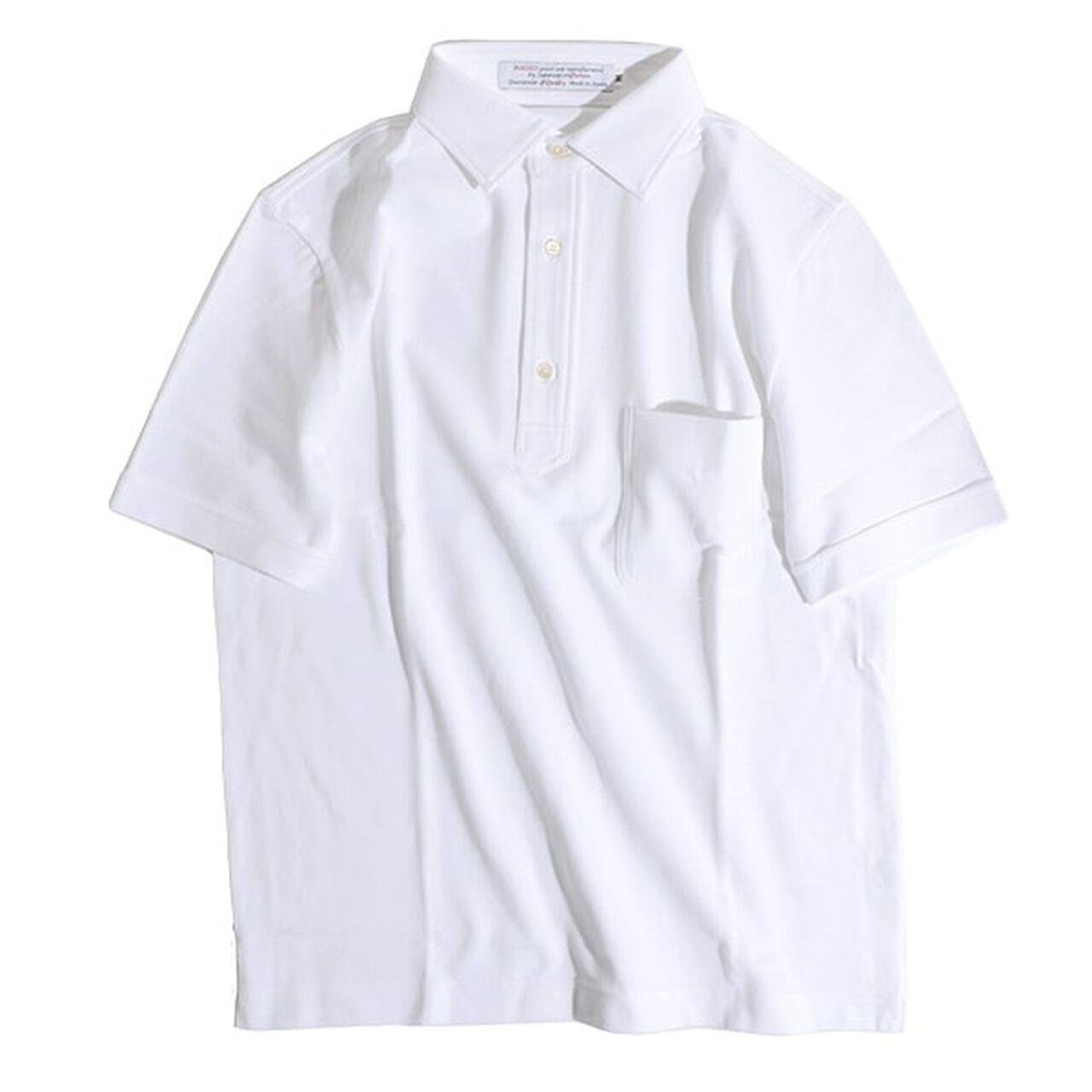 Premium Cotton Widespread Polo Shirt/Short Sleeves,White, large image number 0