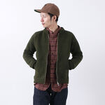 Airy Wool Collarless Single Zip Jacket,Green, swatch