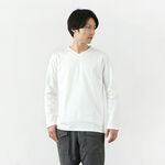 Tokyo Made V-Neck Long Sleeve Dress T-Shirt,White, swatch
