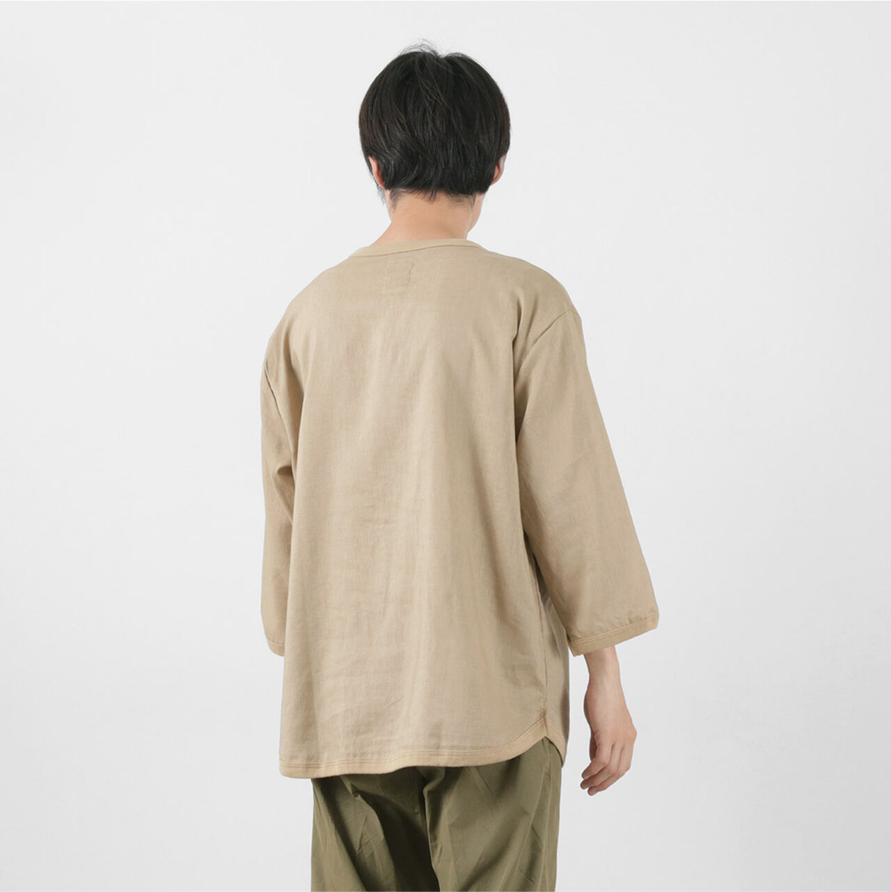 Linen Canvas Henry Neck T-Shirt,, large image number 12