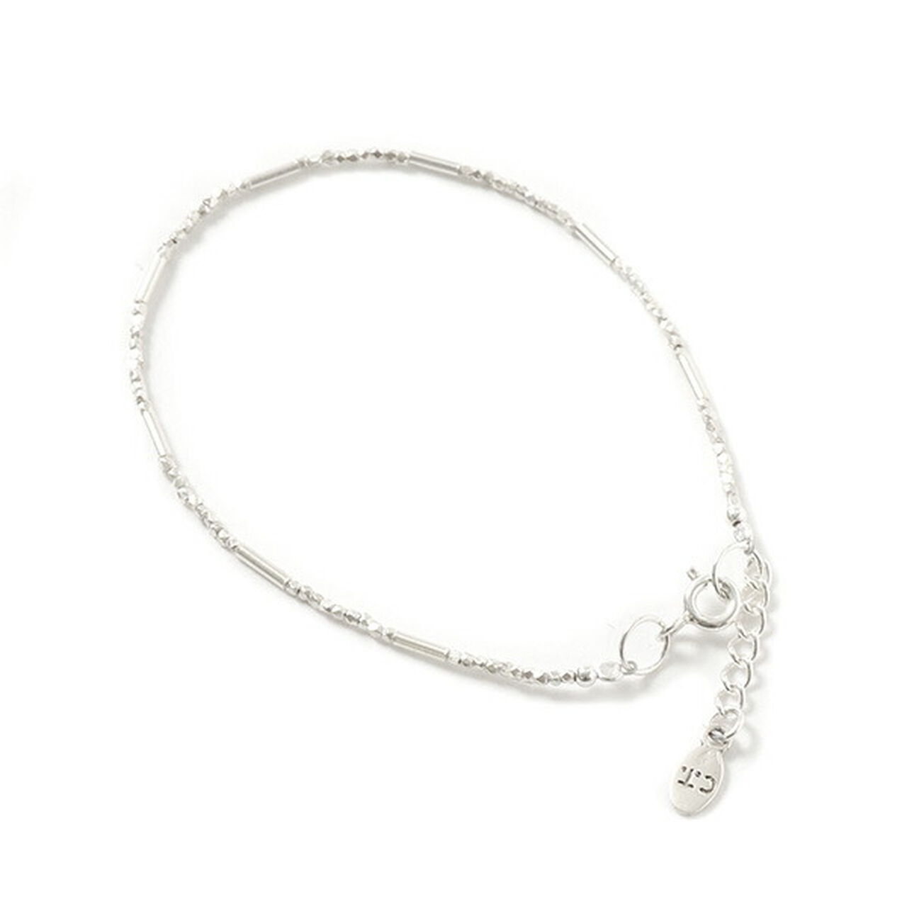 Multi-cut Karen silver beads & tube beads / bracelet,Silver, large image number 0