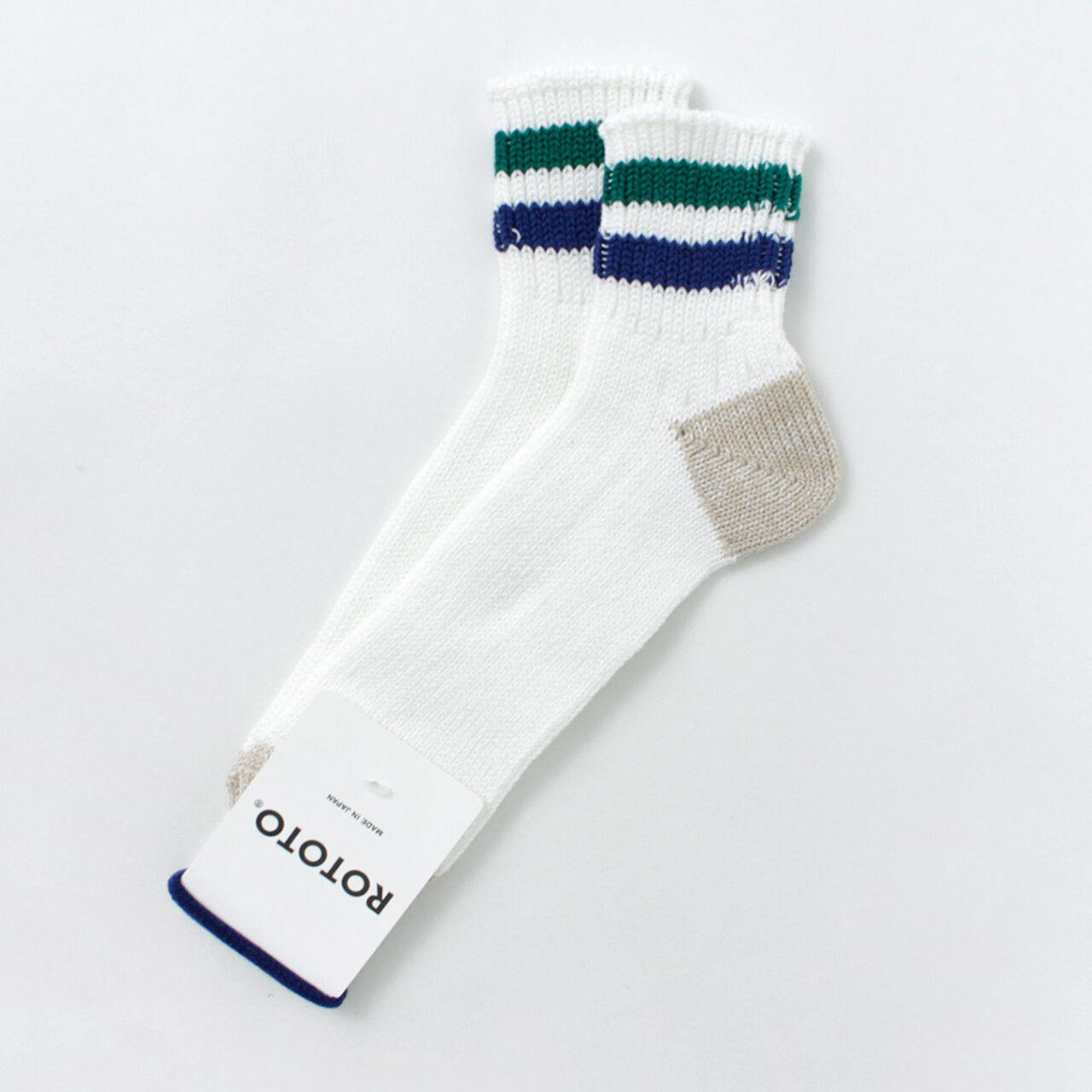 O.S. Ribbed ankle socks,Green_DarkBlue, large image number 0