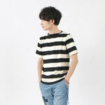 HDCS Boat neck S/S wide border basque shirt,Natural_Black, swatch