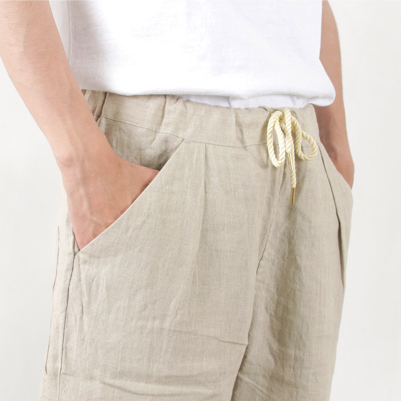 French Linen Tucked Pants,, large image number 9