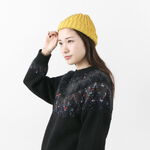 Very Short Heavyweight Cotton Knitted Cap,Yellow, swatch
