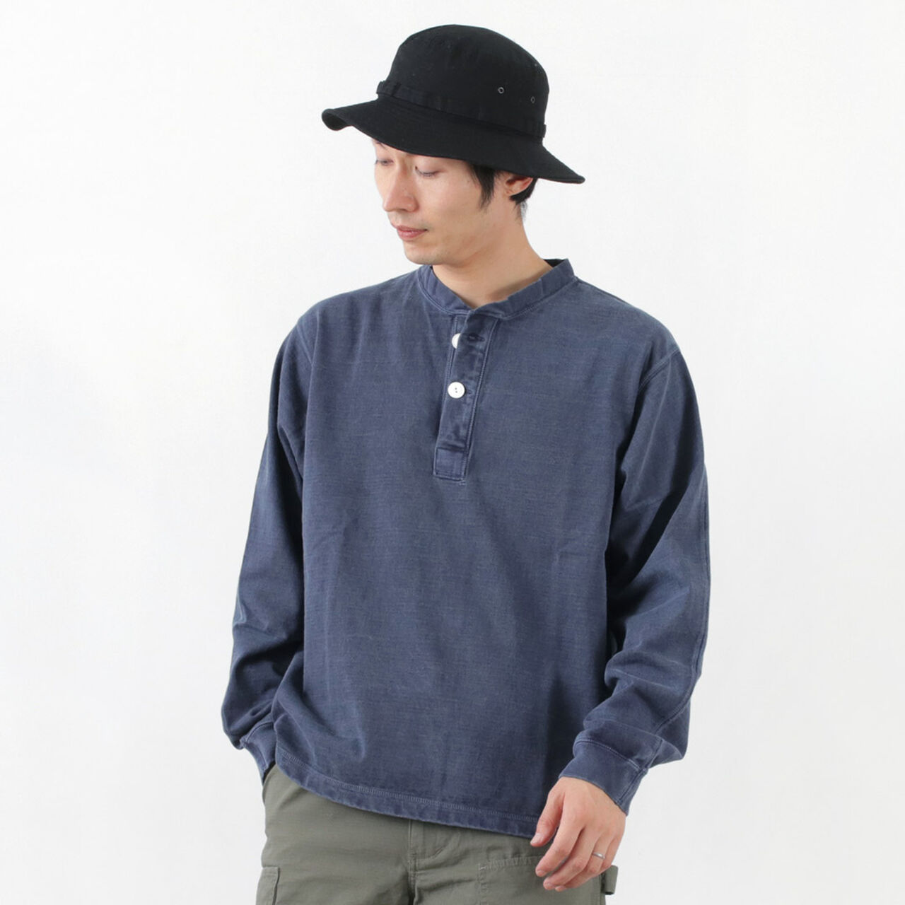 L/S heavy henley T,P-Navy, large image number 0