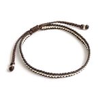 Wax Cord Silver Series Anklet,Brown, swatch