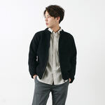 Airy Wool Collarless Single Zip Jacket,Black, swatch