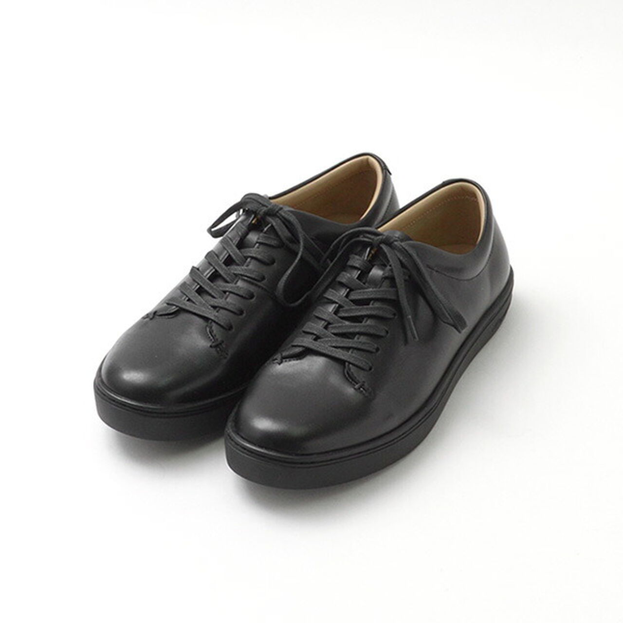 Leather Court Sneakers,Black, large image number 0