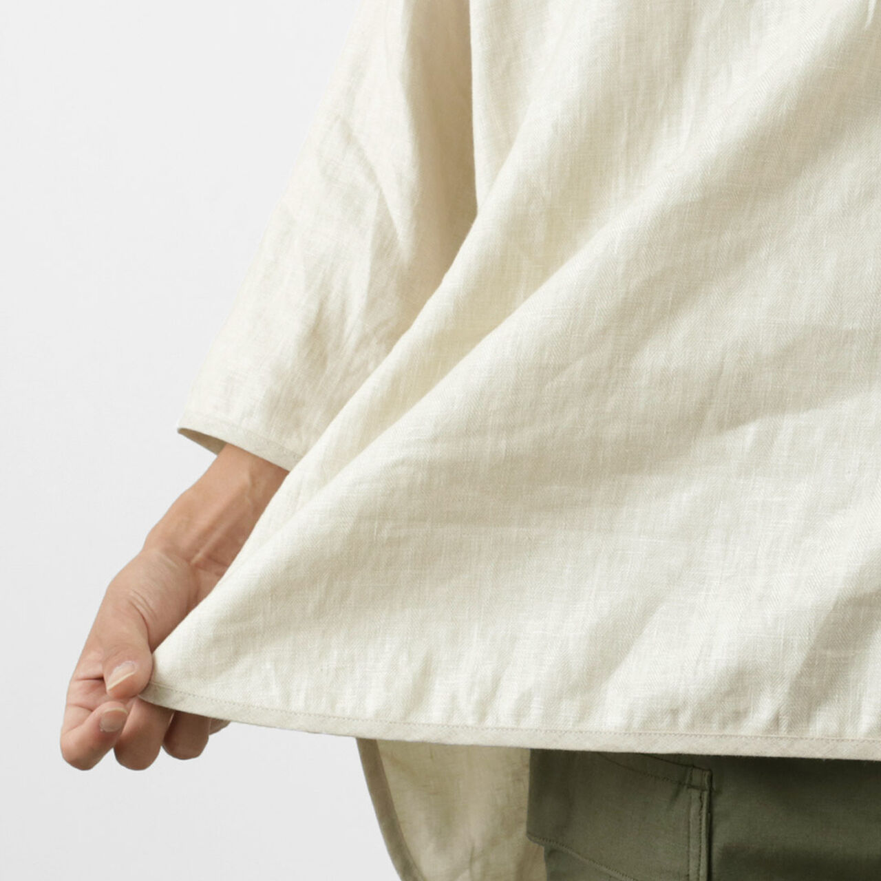 Linen cloth Henley Neck T-Shirt,, large image number 7