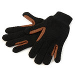 Cashmere Knitted Leather Gloves,Black, swatch